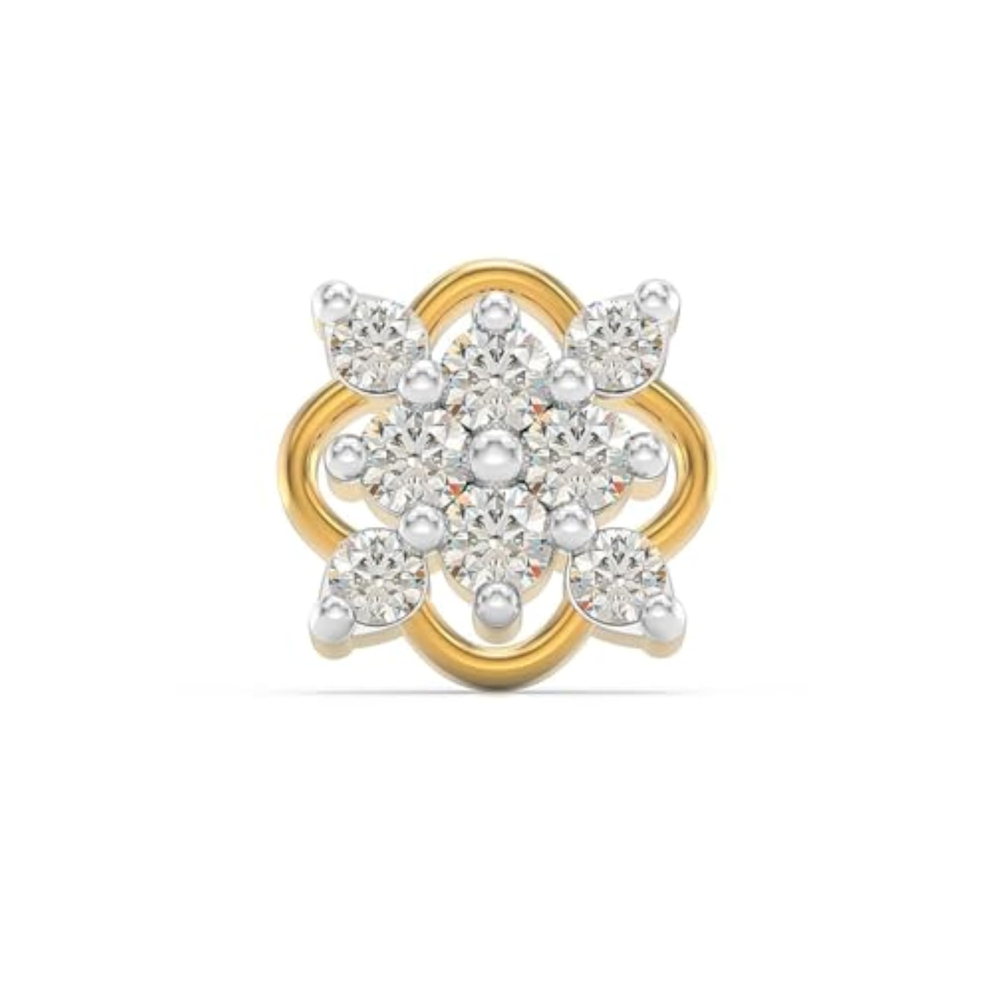 Women's 925 Sterling Silver 18K Gold Plated Lucky Bloom Nose Pin